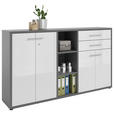SIDEBOARD Texas  in  - Alufarben/Schwarz, MODERN, Glas/Holzwerkstoff (191,1/110/40cm) - Novel