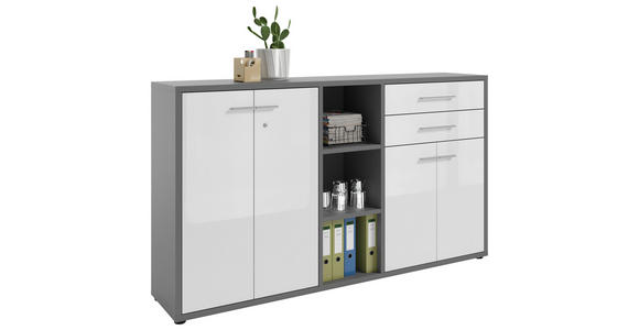 SIDEBOARD Texas  in  - Alufarben/Schwarz, MODERN, Glas/Holzwerkstoff (191,1/110/40cm) - Novel