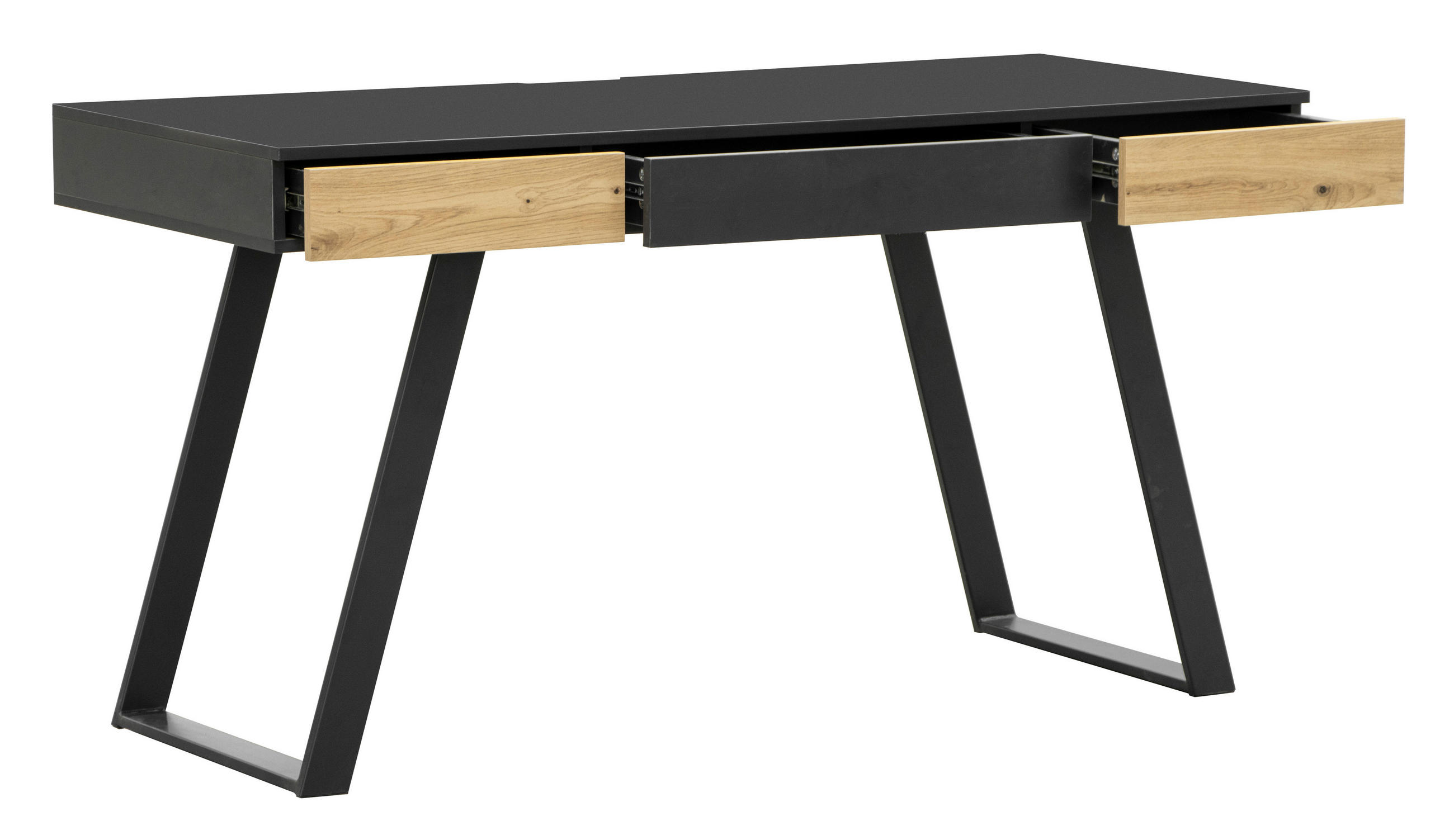 SCHREIBTISCH 140/60/76 cm  in Grau, Eichefarben  - Eichefarben/Grau, MODERN, Holzwerkstoff/Metall (140/60/76cm) - MID.YOU