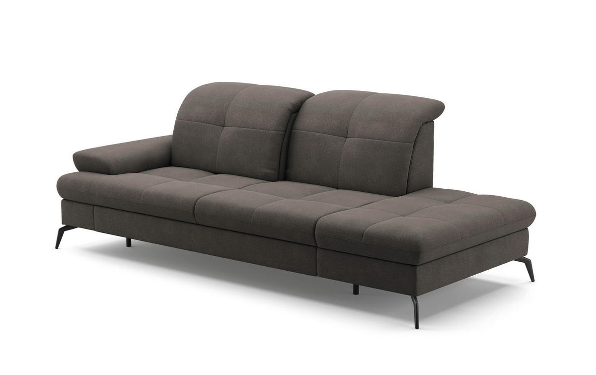 RÉCAMIERE in Flachgewebe Graphitfarben  - Schwarz/Graphitfarben, Konventionell, Textil/Metall (231/90/122cm) - Sit & More