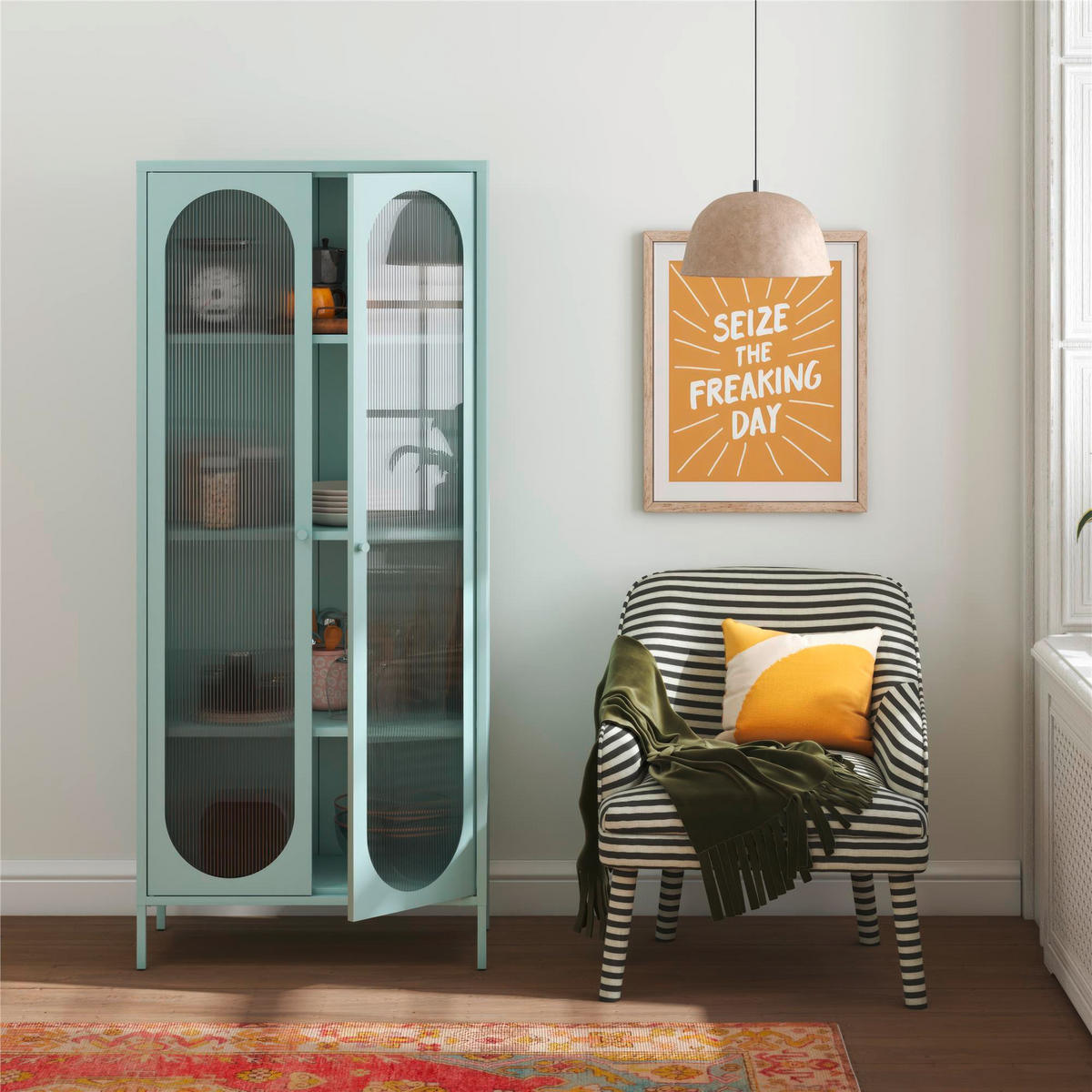 GARDEROBENSCHRANK Luna   in 80/186/40 cm  - Blau, Design, Glas/Metall (80/186/40cm) - MID.YOU