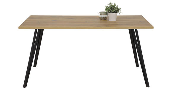 ESSTISCH rechteckig Eichefarben - Eichefarben/Schwarz, KONVENTIONELL, Holzwerkstoff/Metall (160/90/77cm) - Carryhome