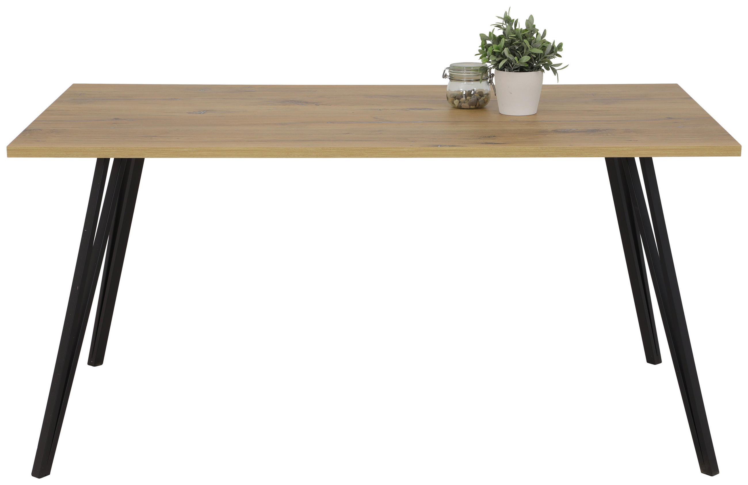ESSTISCH rechteckig Eichefarben  - Eichefarben/Schwarz, KONVENTIONELL, Holzwerkstoff/Metall (160/90/77cm) - Carryhome