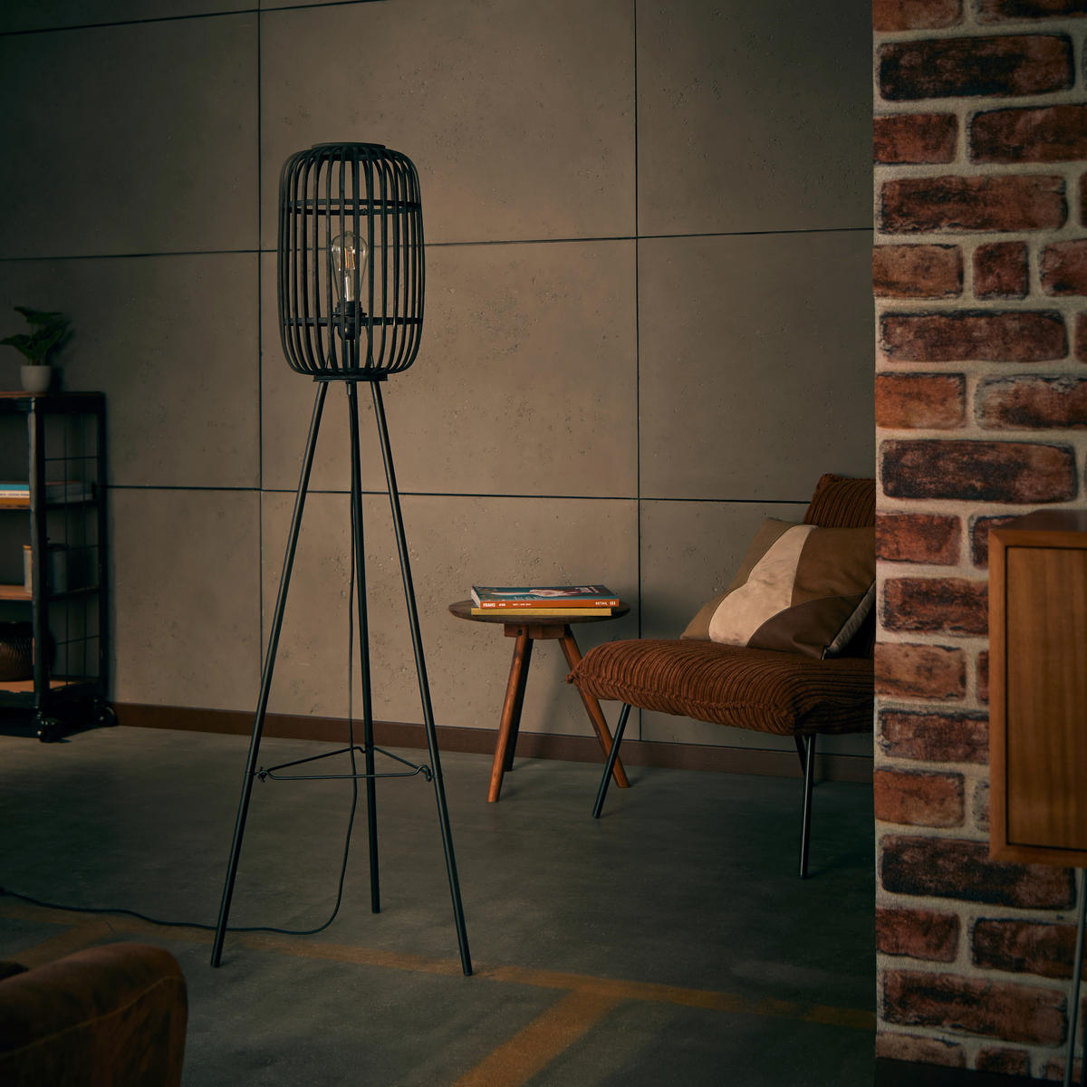 STEHLEUCHTE 45/130 cm    - Schwarz, Design, Holz/Metall (45/130cm) - Brilliant