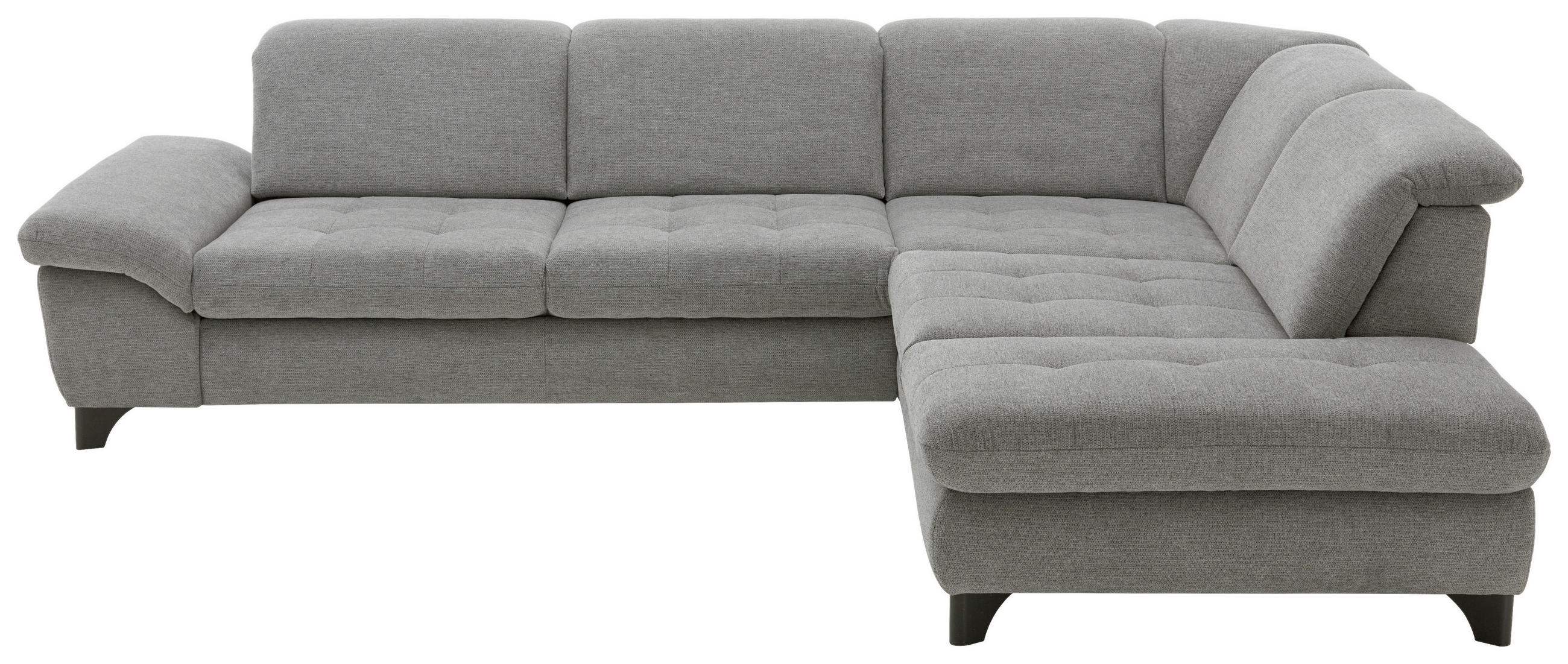 ECKSOFA Grau Webstoff  - Chromfarben/Grau, Design, Textil/Metall (319/260cm) - Beldomo Style