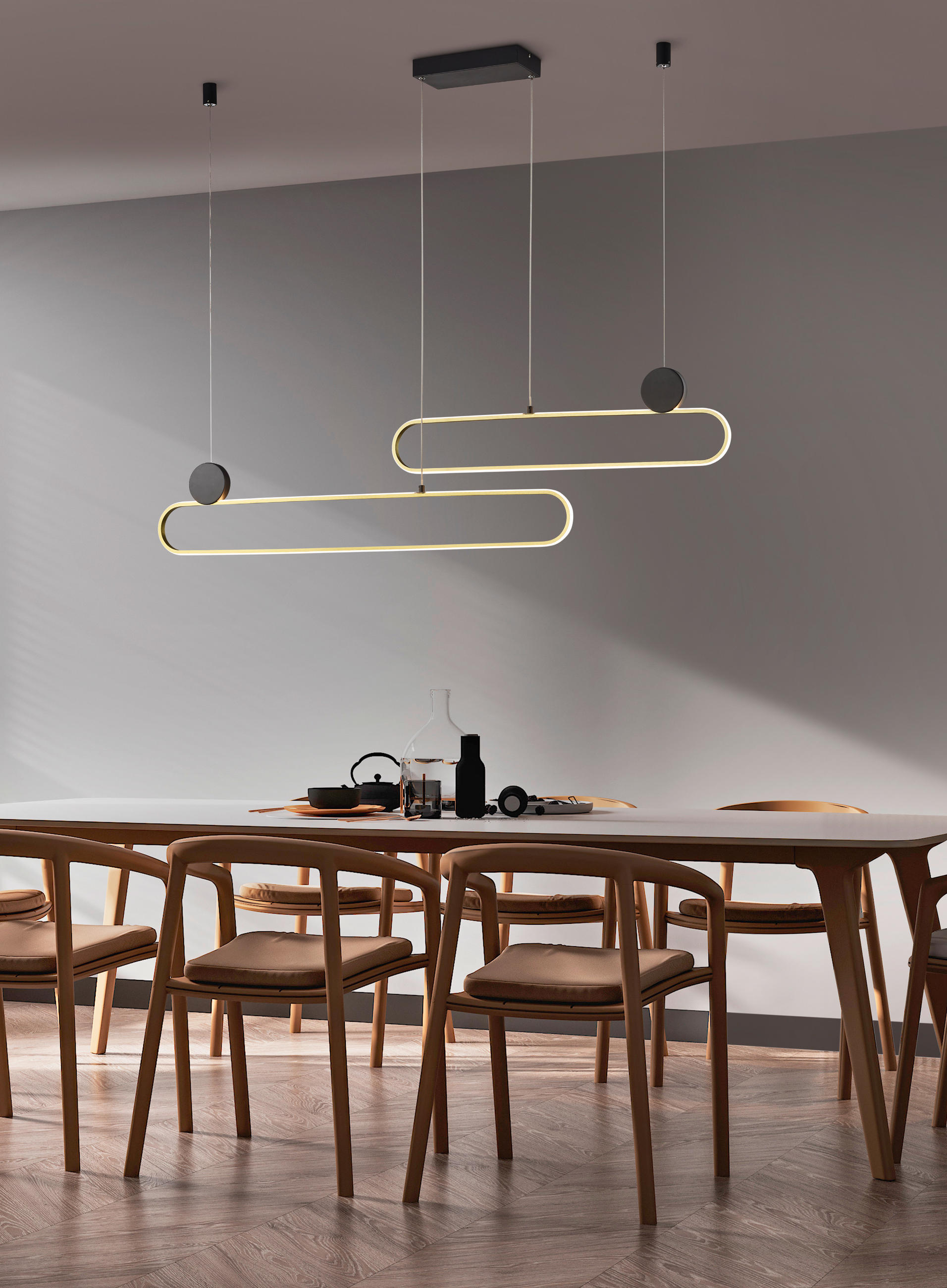 LED-HÄNGELEUCHTE 139/12/150 cm    - Messingfarben/Schwarz, Design, Metall (139/12/150cm) - Trio Leuchten