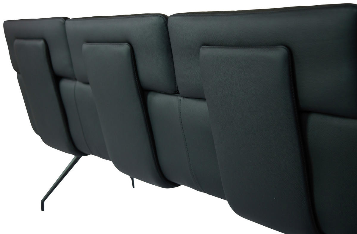 SITZBANK 200/91/70 cm Echtleder Schwarz  - Schwarz, Design, Leder/Metall (200/91/70cm) - Dieter Knoll