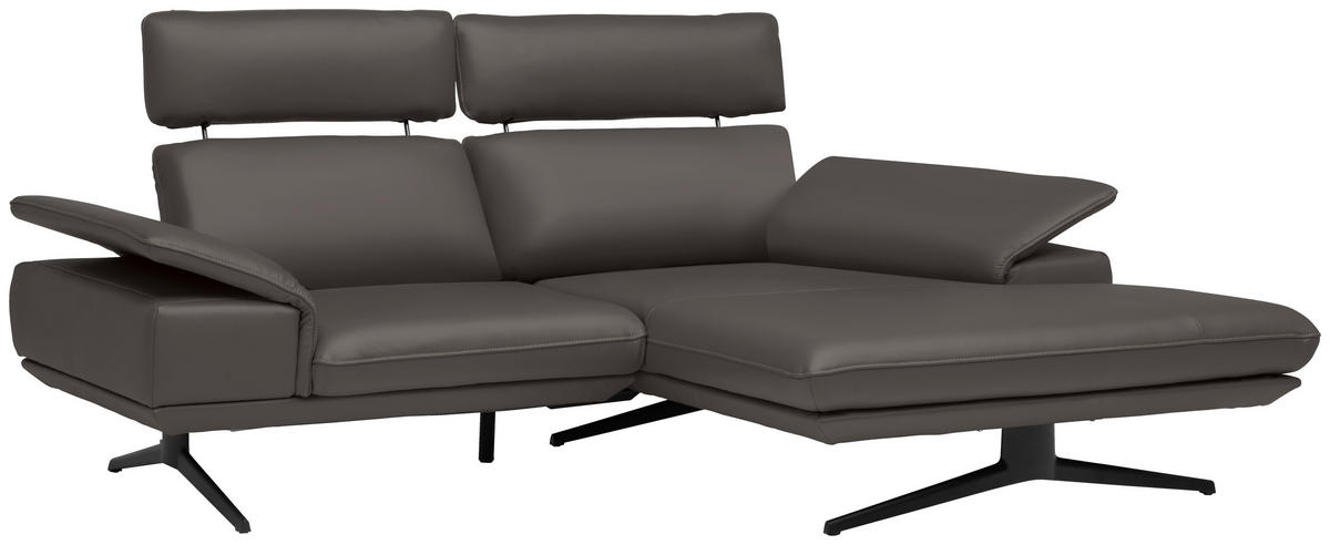 ECKSOFA in Echtleder Dunkelbraun  239/150 cm  - Dunkelbraun/Beige, Design, Leder/Metall (239/150cm) - Koinor