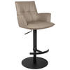 BARHOCKER Echtleder Schwarz, Taupe Eisen Sitzfläche 360° drehbar, inklusive Armlehnen  - Taupe/Schwarz, Design, Leder/Metall (56/89.5~115/56cm) - Novel