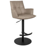 BARHOCKER in Metall, Leder Schwarz, Taupe  - Taupe/Schwarz, Design, Leder/Metall (56/90-115/56cm) - Novel