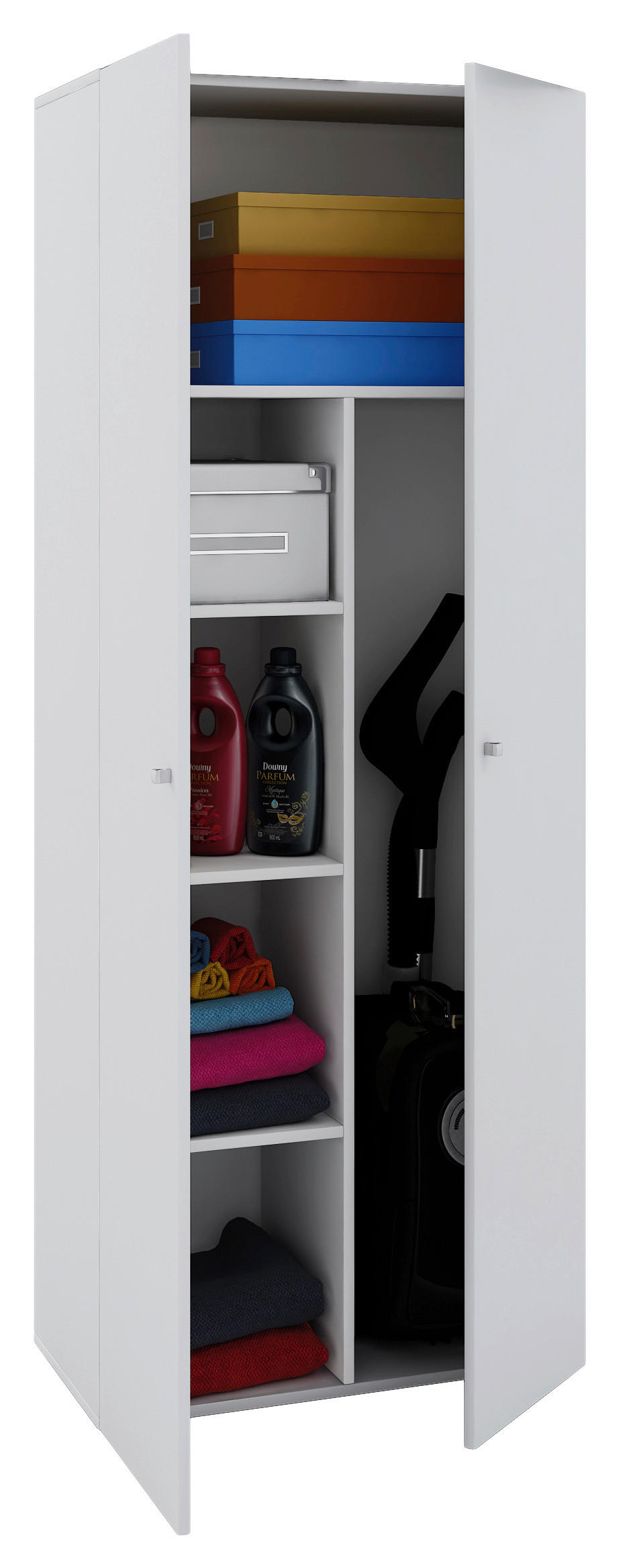 MEHRZWECKSCHRANK 70/178/40 cm  in Weiß  - Silberfarben/Weiß, Basics, Holzwerkstoff/Kunststoff (70/178/40cm) - MID.YOU