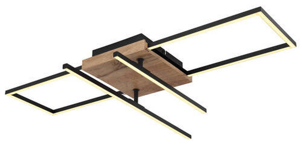 LED-DECKENLEUCHTE 24 W    80/20/11,5 cm  - Dunkelbraun/Opal, Design, Holzwerkstoff/Kunststoff (80/20/11,5cm) - Globo