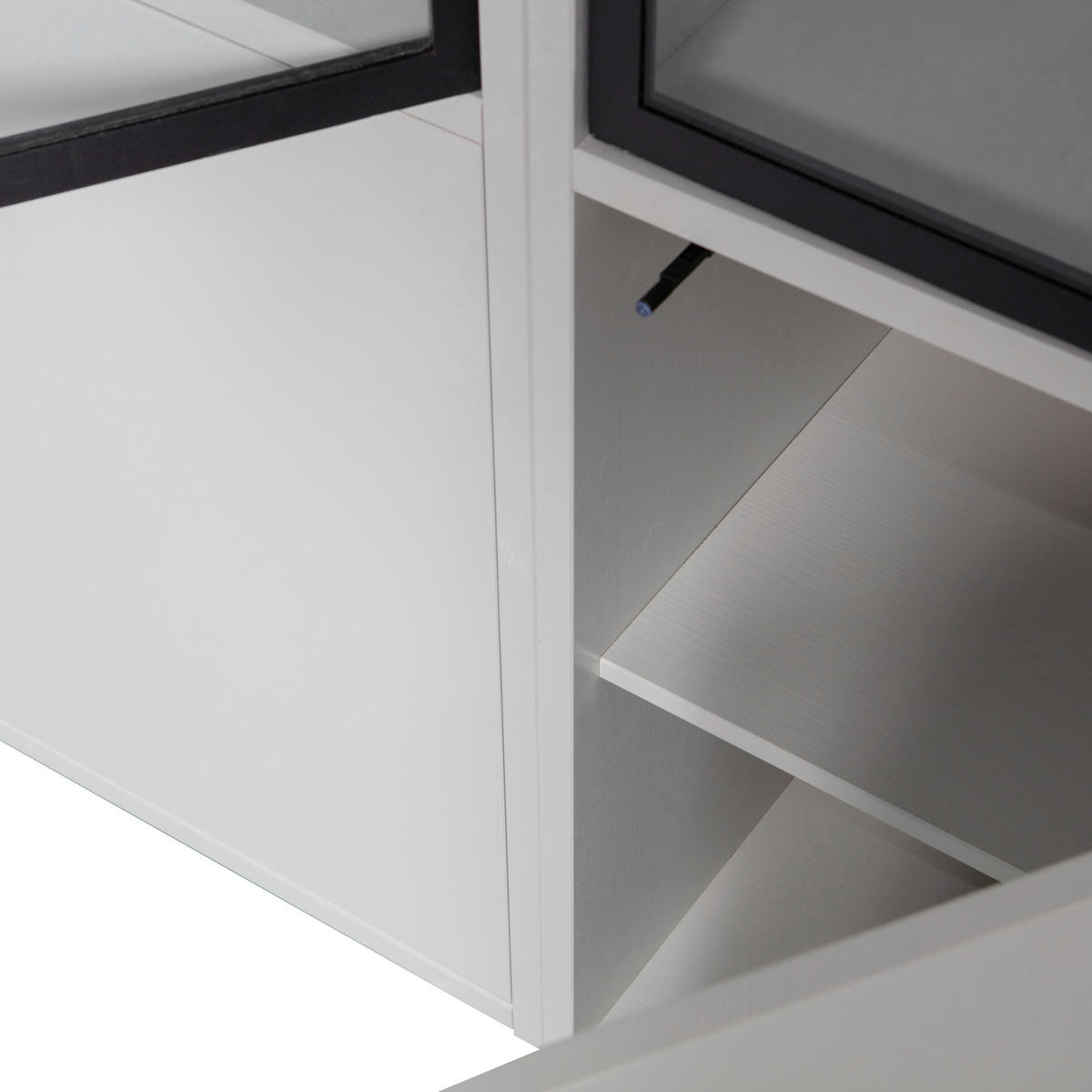 VITRINE in massiv Kiefer Grau  - Schwarz/Grau, Design, Glas/Holz (101/230/40cm) - Livetastic