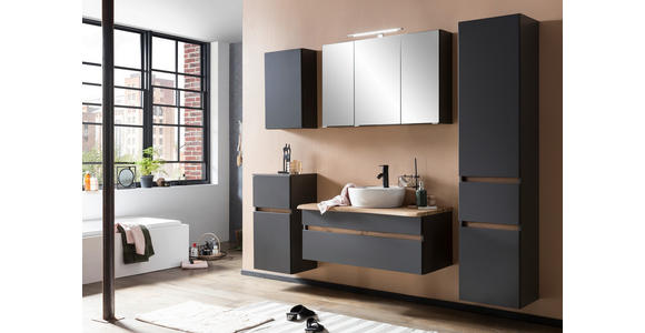 HOCHSCHRANK 40/180/35 cm - Silberfarben/Graphitfarben, Natur, Holzwerkstoff (40/180/35cm) - Xora