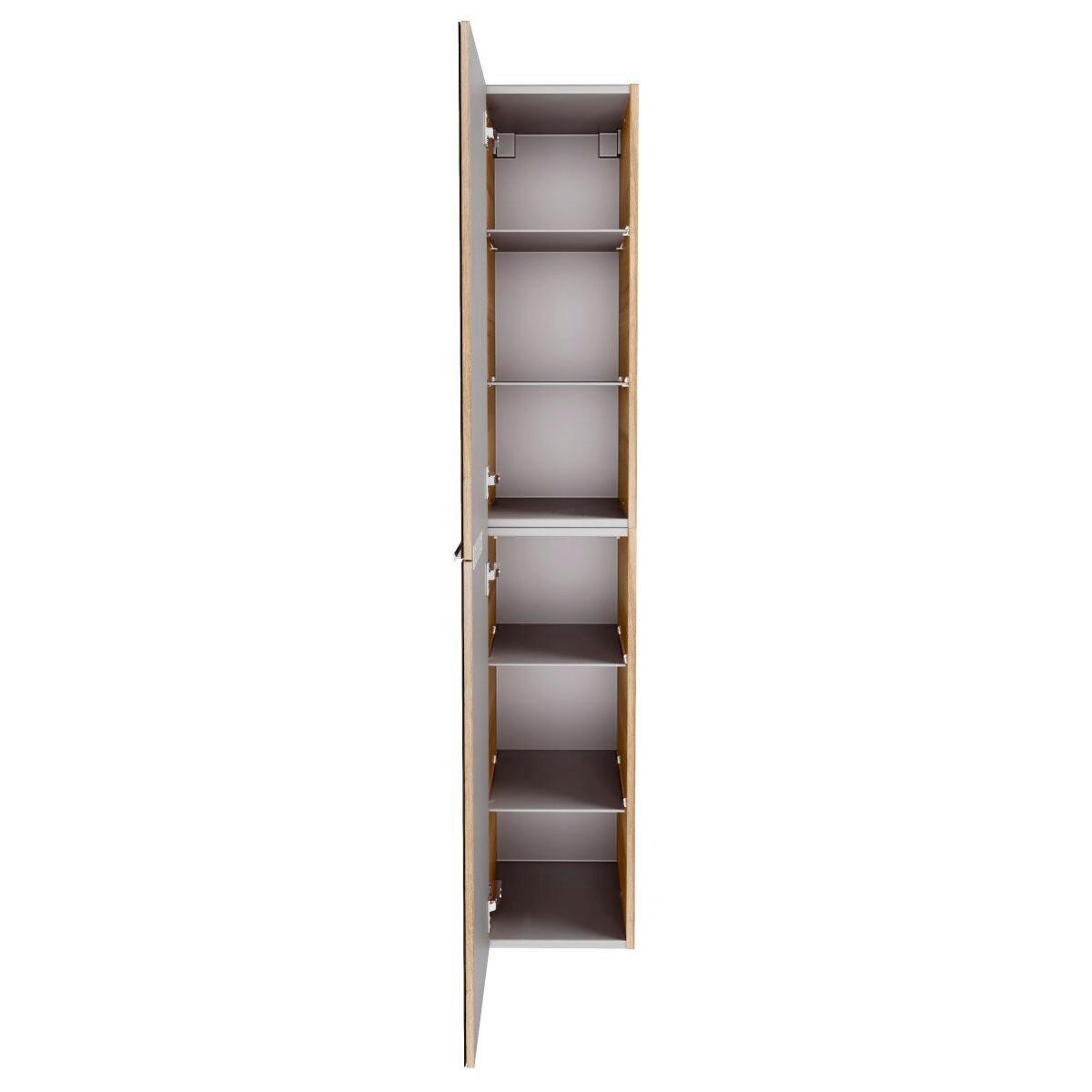 HOCHSCHRANK 30/162/31,8 cm  - Chromfarben/Eichefarben, Basics, Glas/Holzwerkstoff (30/162/31,8cm) - MID.YOU