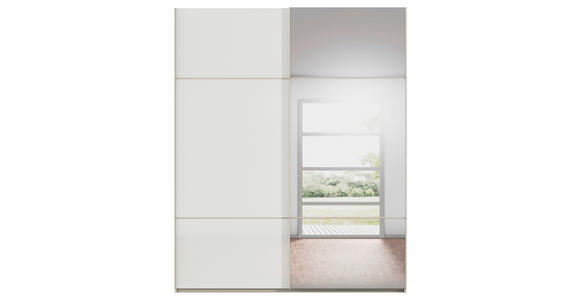 SCHWEBETÜRENSCHRANK 201/223/68 cm 2-türig Weiß, Champagner - Champagner/Weiß, KONVENTIONELL, Glas/Holzwerkstoff (201/223/68cm) - Novel