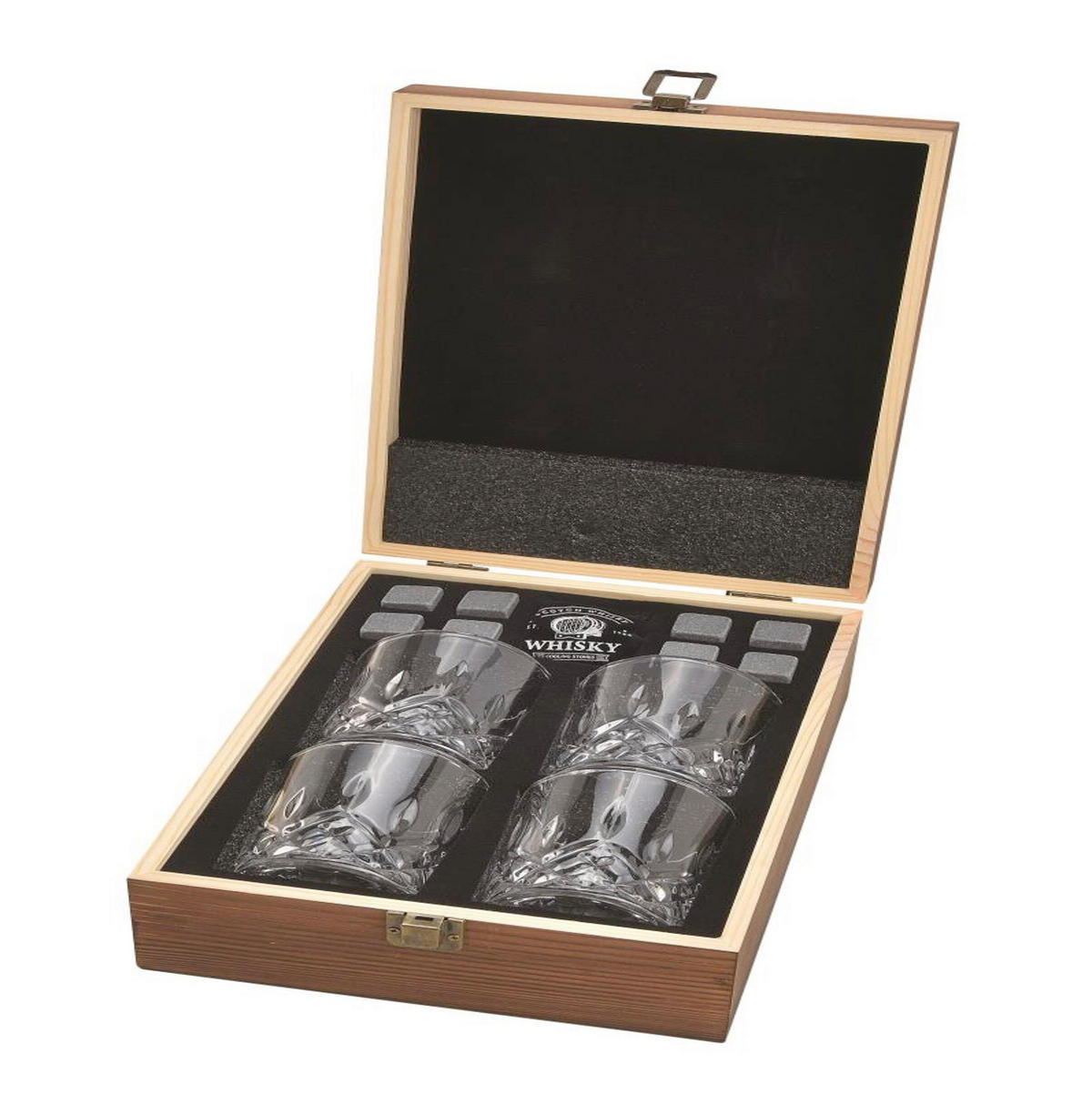 SET ČAŠA ZA VISKI  12 delova   - prozirna/braon, Osnovno, kamen/staklo (55/52/25cm)