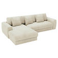 ECKSOFA in Cord Creme  182/302 cm  - Creme/Schwarz, MODERN, Kunststoff/Textil (182/302cm) - Carryhome
