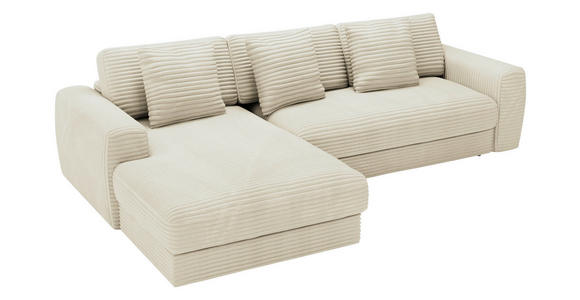 ECKSOFA in Cord Creme  182/302 cm  - Creme/Schwarz, MODERN, Kunststoff/Textil (182/302cm) - Carryhome