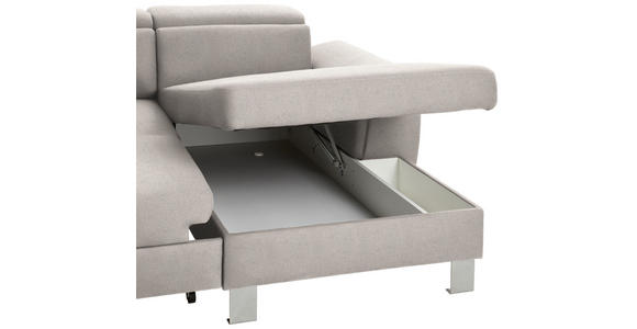 WOHNLANDSCHAFT inkl.Funktionen Ecru Webstoff - Ecru/Silberfarben, Design, Textil/Metall (226/320/168cm) - Xora