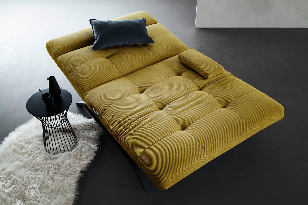 RELAXLIEGE in Feincord Hellgrün  - Schwarz/Hellgrün, Design, Textil/Metall (120/54-113/158-198cm) - Pure Home Lifestyle