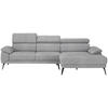 ECKSOFA in Velours Grau  - Schwarz/Grau, Design, Textil/Metall (295/187cm) - Novel