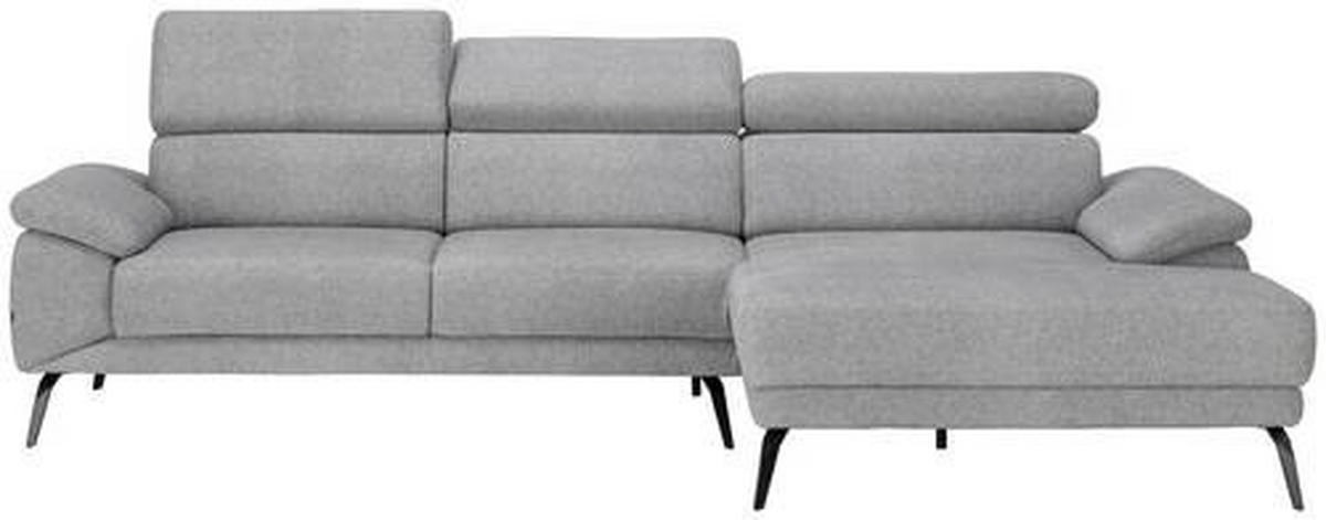 ECKSOFA in Velours Grau  - Schwarz/Grau, Design, Textil/Metall (295/187cm) - Novel