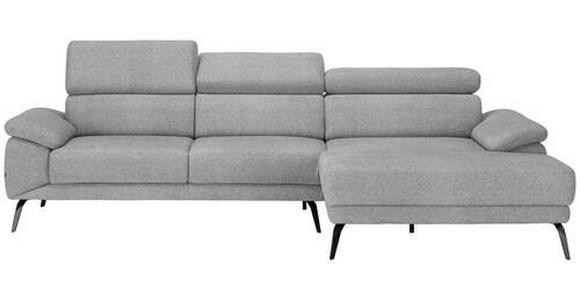 ECKSOFA in Velours Grau  - Schwarz/Grau, Design, Textil/Metall (295/187cm) - Novel