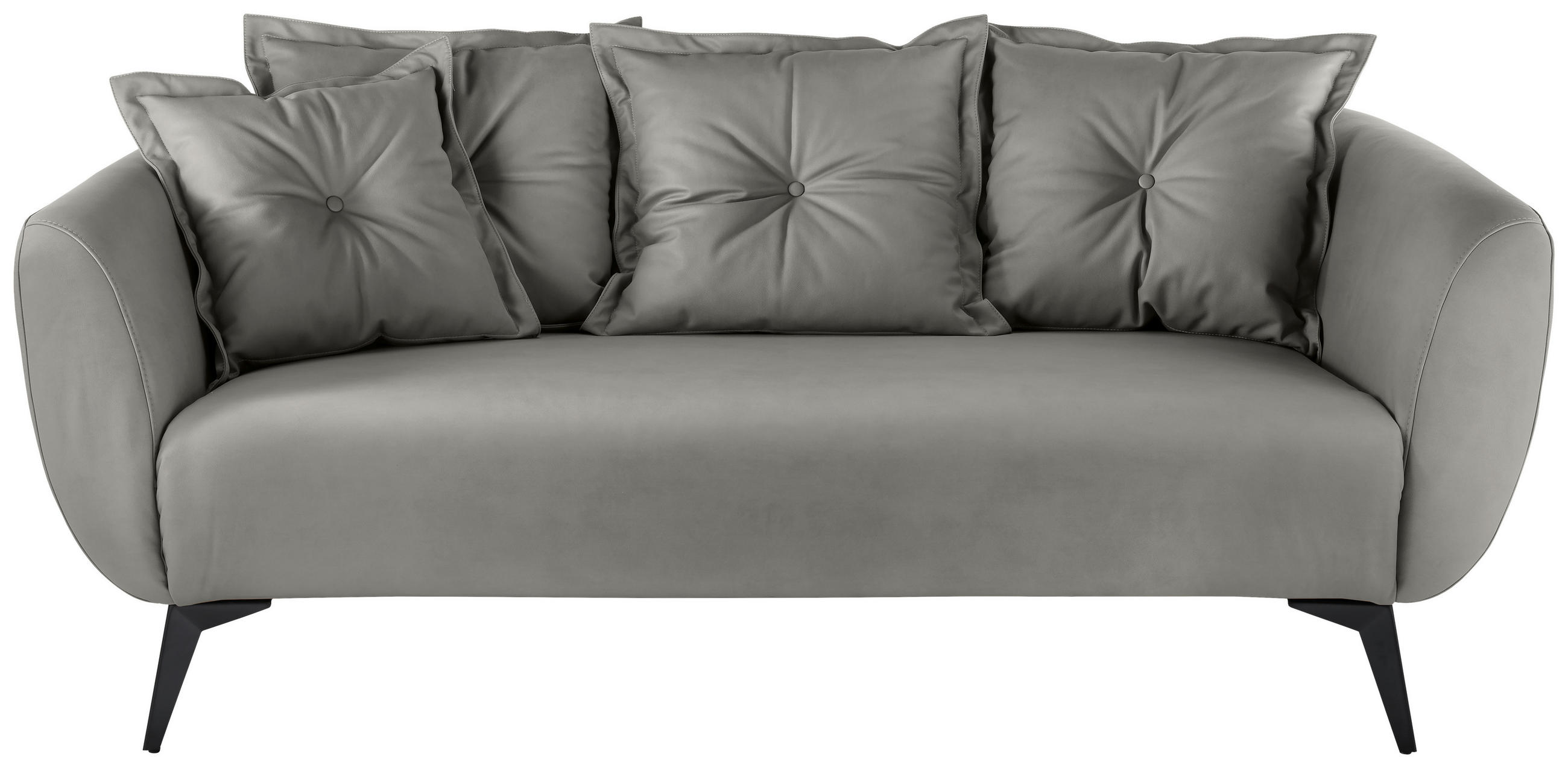 2,5-SITZER in Lederlook Grau  - Schwarz/Grau, MODERN, Textil/Metall (196/94/103cm) - Livetastic