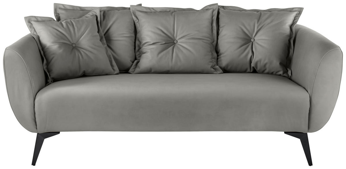 2,5-SITZER in Lederlook Grau  - Schwarz/Grau, Modern, Textil/Metall (196/94/103cm) - Livetastic