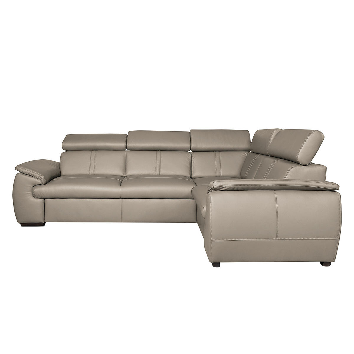 ECKSOFA  in Echtleder Hellgrau  265/193 cm  - Wengefarben/Hellgrau, Design, Leder/Holz (265/193cm) - Livetastic