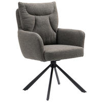 ARMLEHNSTUHL  in Eisen  - Schwarz/Braun, KONVENTIONELL, Textil/Metall (60/92/67cm) - MID.YOU