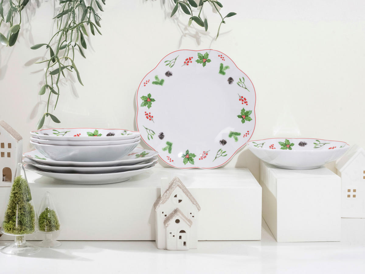 TAFELSERVICE Naomi Weihnachten 8-teilig  - Multicolor/Weiß, Basics, Keramik - Creatable