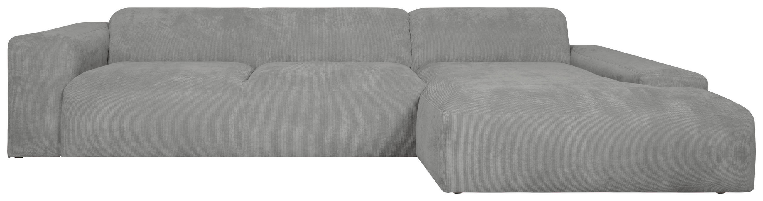 ECKSOFA HANNAH Hellgrau Cord  - Hellgrau/Schwarz, Design, Kunststoff/Textil (343/170cm) - MID.YOU