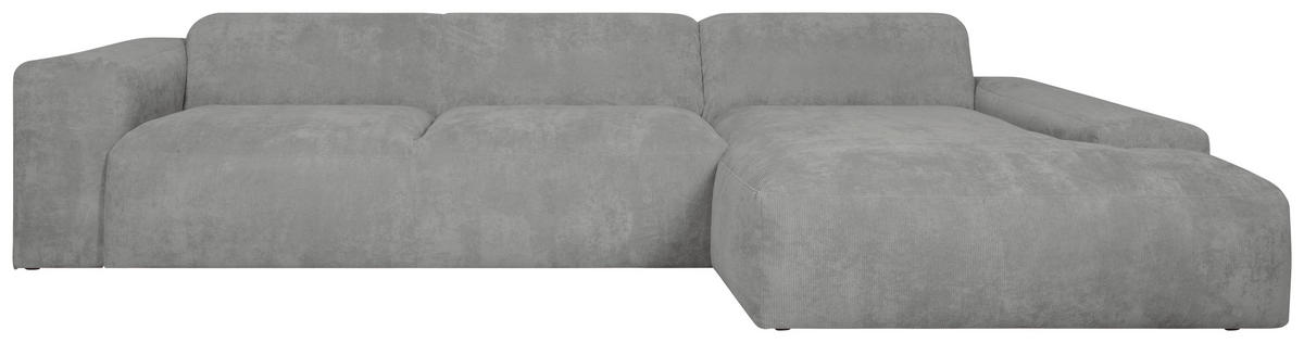 ECKSOFA HANNAH Hellgrau Cord  - Hellgrau/Schwarz, Design, Kunststoff/Textil (343/170cm) - MID.YOU
