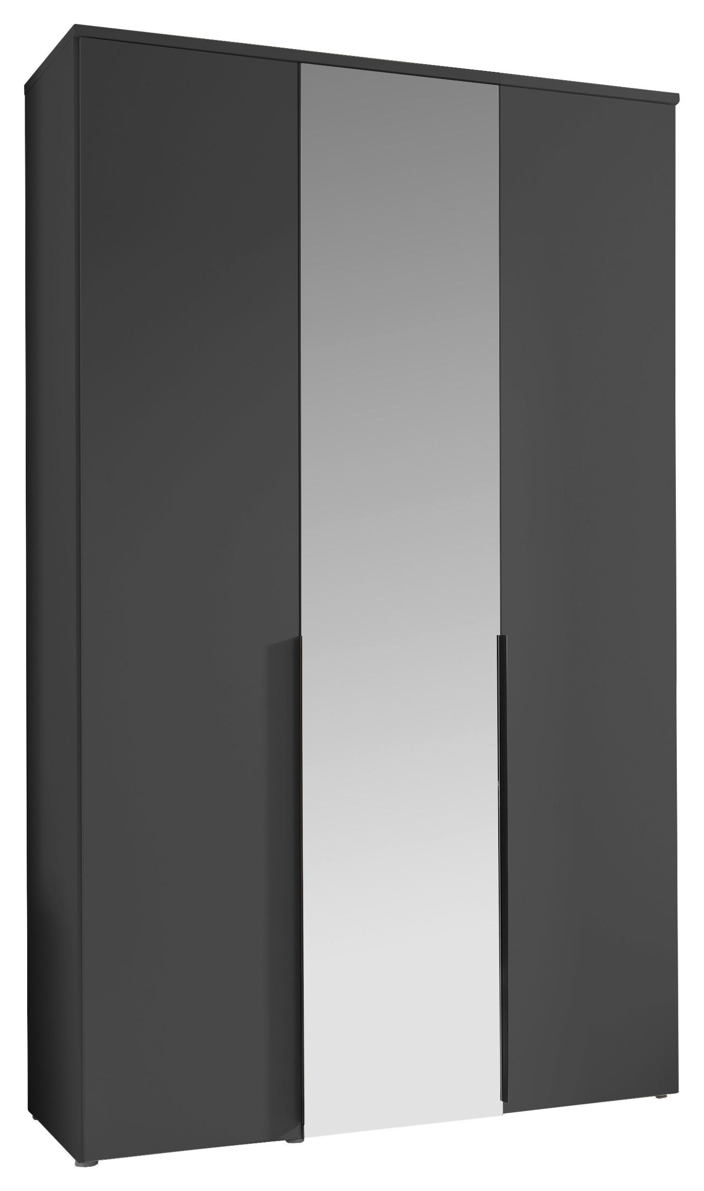DREHTÜRENSCHRANK 135/225/52 cm,  in Graphitfarben, 3 Tür(en)  - Graphitfarben/Schwarz, MODERN, Glas/Holzwerkstoff (135/225/52cm) - MID.YOU