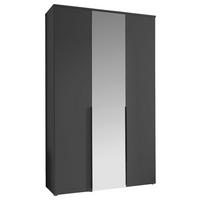 DREHTÜRENSCHRANK 135/225/52 cm,  in Graphitfarben, 3 Tür(en)  - Graphitfarben/Schwarz, MODERN, Glas/Holzwerkstoff (135/225/52cm) - MID.YOU