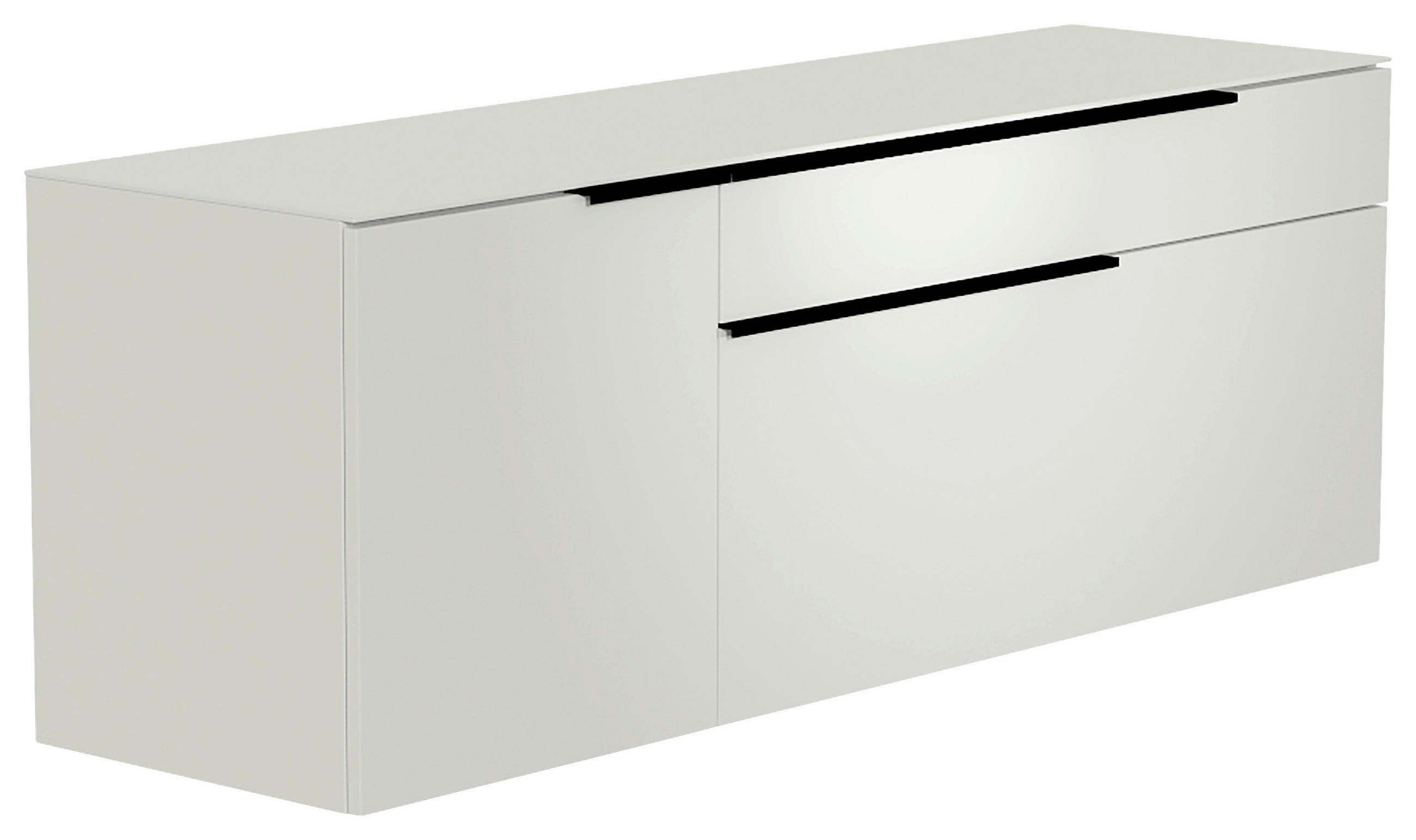 LOWBOARD  160/56/45 cm 1 Schublade(n) Beimöbel erhältlich, hängend, Abdeckplatte aus Glas  - Schwarz/Weiß, Design, Glas/Holzwerkstoff (160/56/45cm) - Moderano