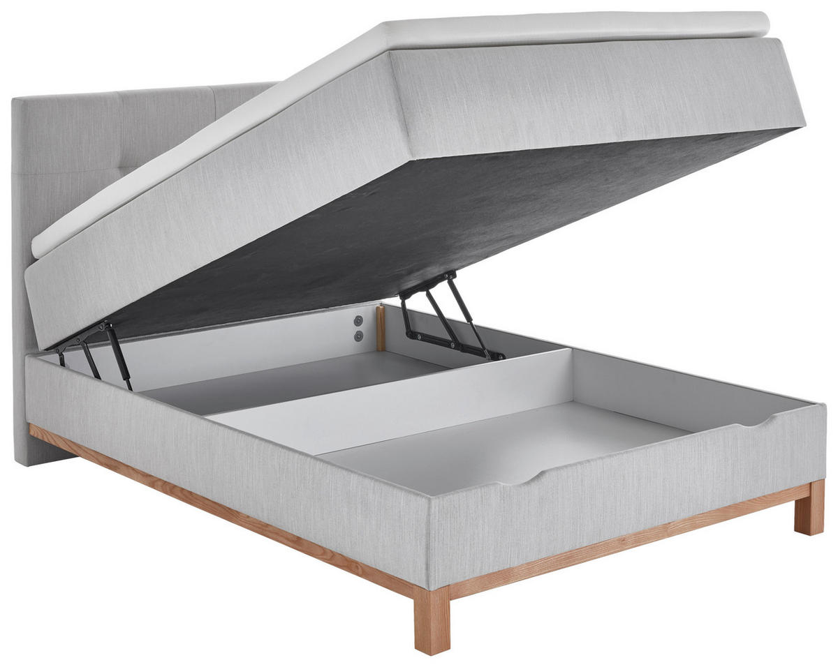 BOXBETT 120/200 cm,  in Hellgrau, Topper, H3 = fest  - Eichefarben/Hellgrau, MODERN, Textil (120/200cm) - Livetastic