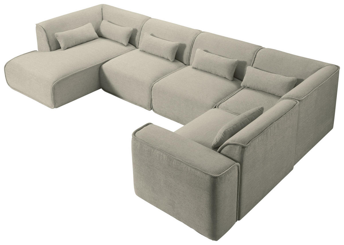 WOHNLANDSCHAFT LOMOCO MATEO in Flachgewebe Grau  - Schwarz/Grau, Design, Kunststoff/Textil (165/368/211cm) - Lomoco