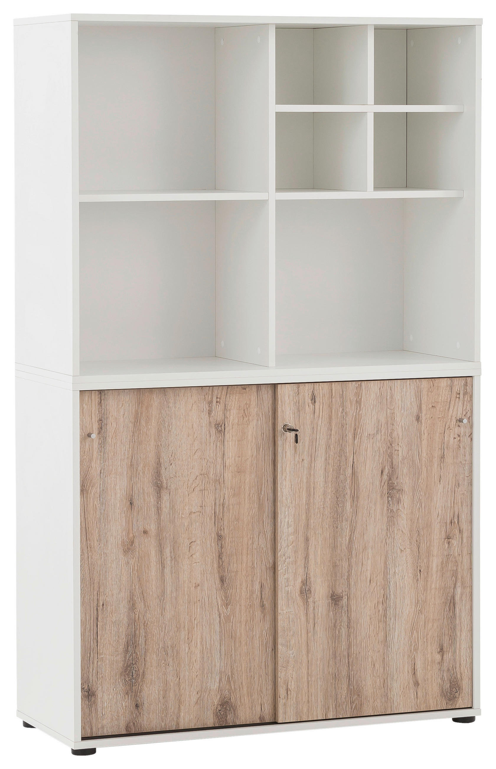 AKTENSCHRANK Weiß, Wildeiche - Wildeiche/Weiß, MODERN, Holzwerkstoff (100,1/167,2/41cm) - MID.YOU