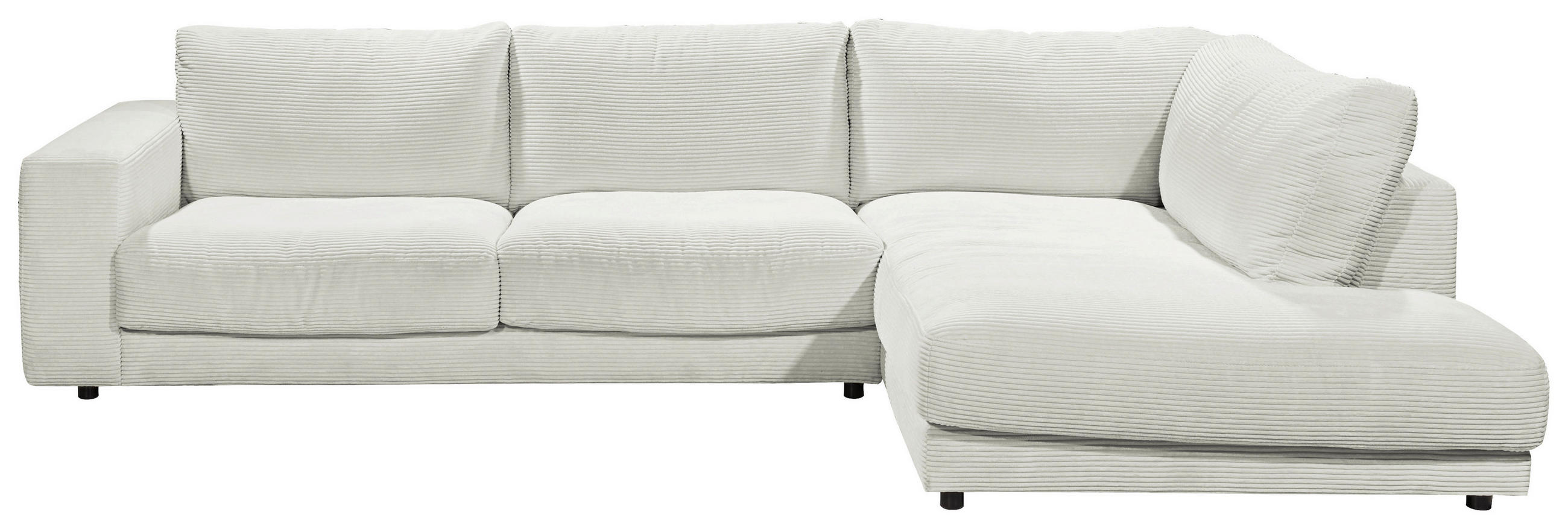ECKSOFA Hellgrau Cord  - Hellgrau/Schwarz, Design, Kunststoff/Textil (325/224cm) - Hom`in
