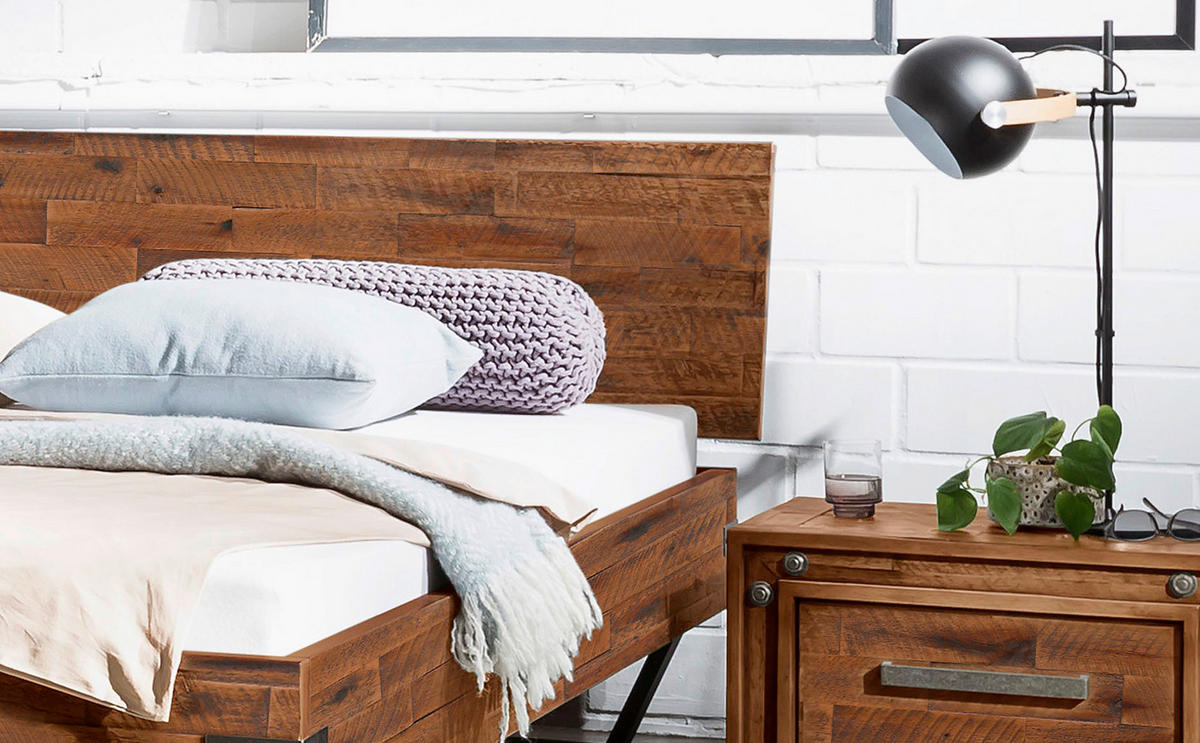 BETT 140/200 cm  in Anthrazit, Braun, Akaziefarben   - Anthrazit/Braun, Modern, Holz/Metall (140/200cm) - Hasena