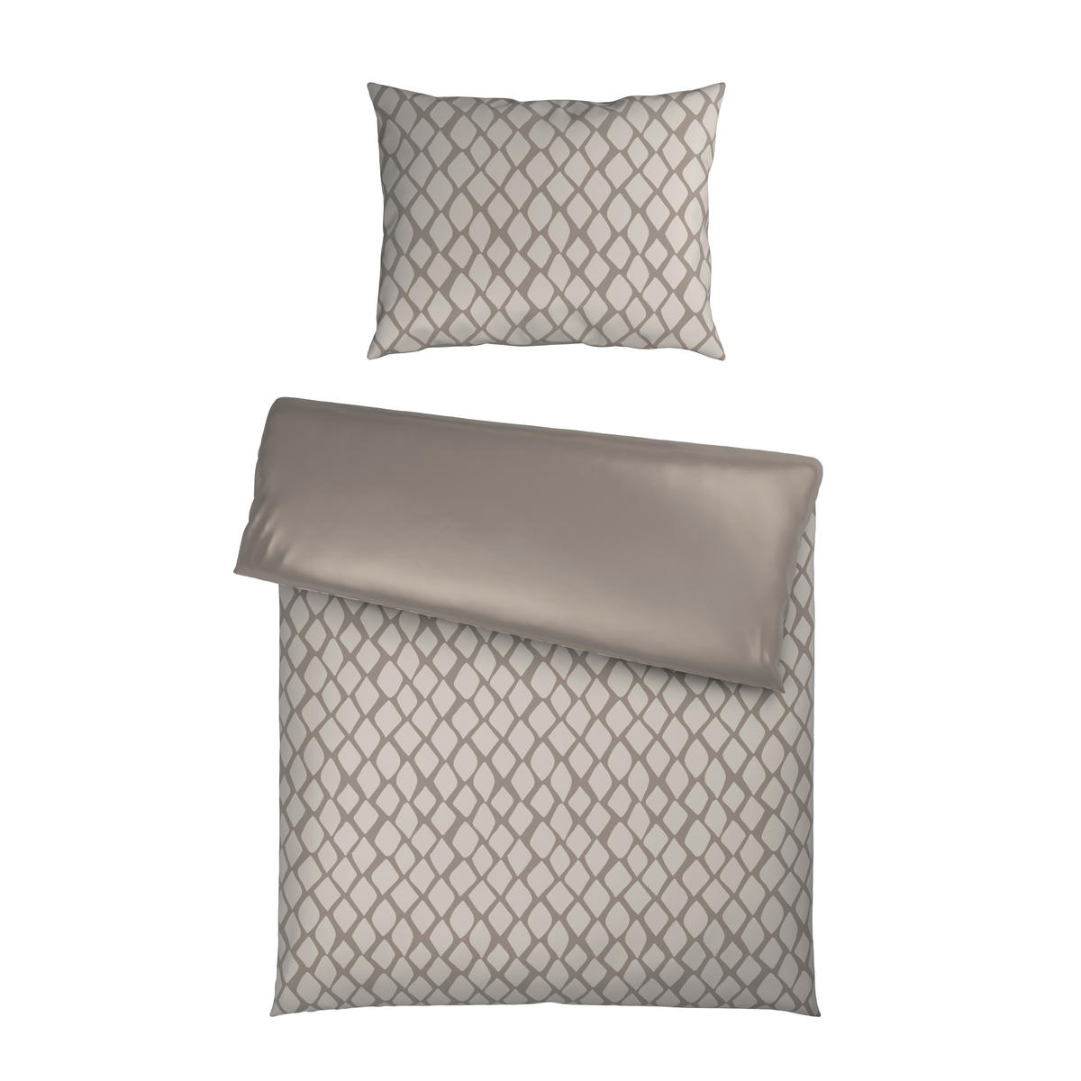 OBOJSTRANNÁ POSTEĽNÁ BIELIZEŇ, satén, strieborná, biela, 140/200 cm - biela/strieborná, Design, textil (140/200cm) - Dieter Knoll