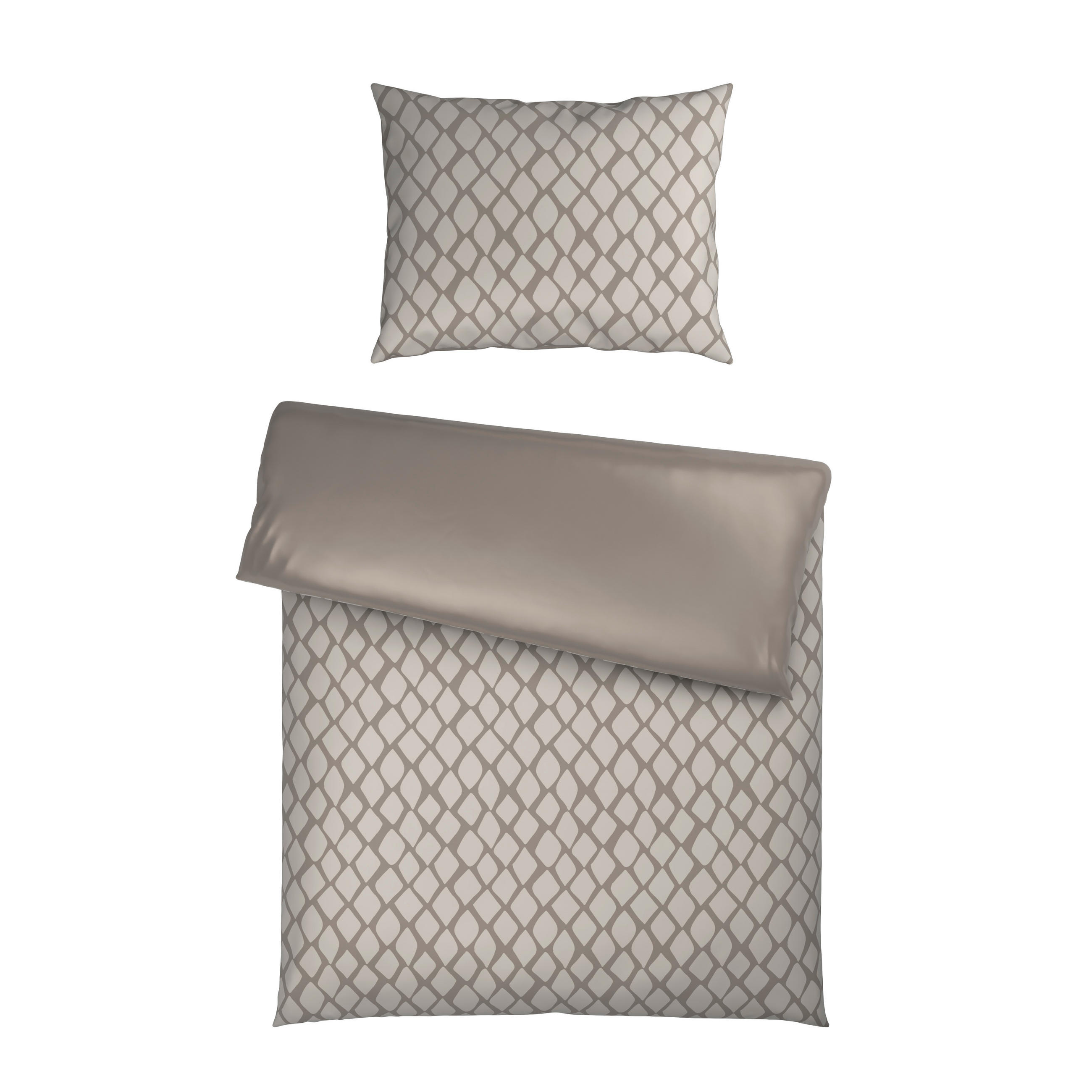 E-shop Dieter Knoll OBOJSTRANNÁ POSTEĽNÁ BIELIZEŇ, satén, strieborná, biela, 140/200 cm