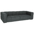 BIGSOFA  in Flachgewebe, Leinenoptik Dunkelgrau  - Dunkelgrau/Schwarz, Design, Textil/Metall (262/66/113cm) - Belluti