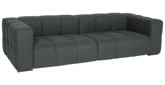 BIGSOFA  in Flachgewebe, Leinenoptik Dunkelgrau  - Dunkelgrau/Schwarz, Design, Textil/Metall (262/66/113cm) - Belluti