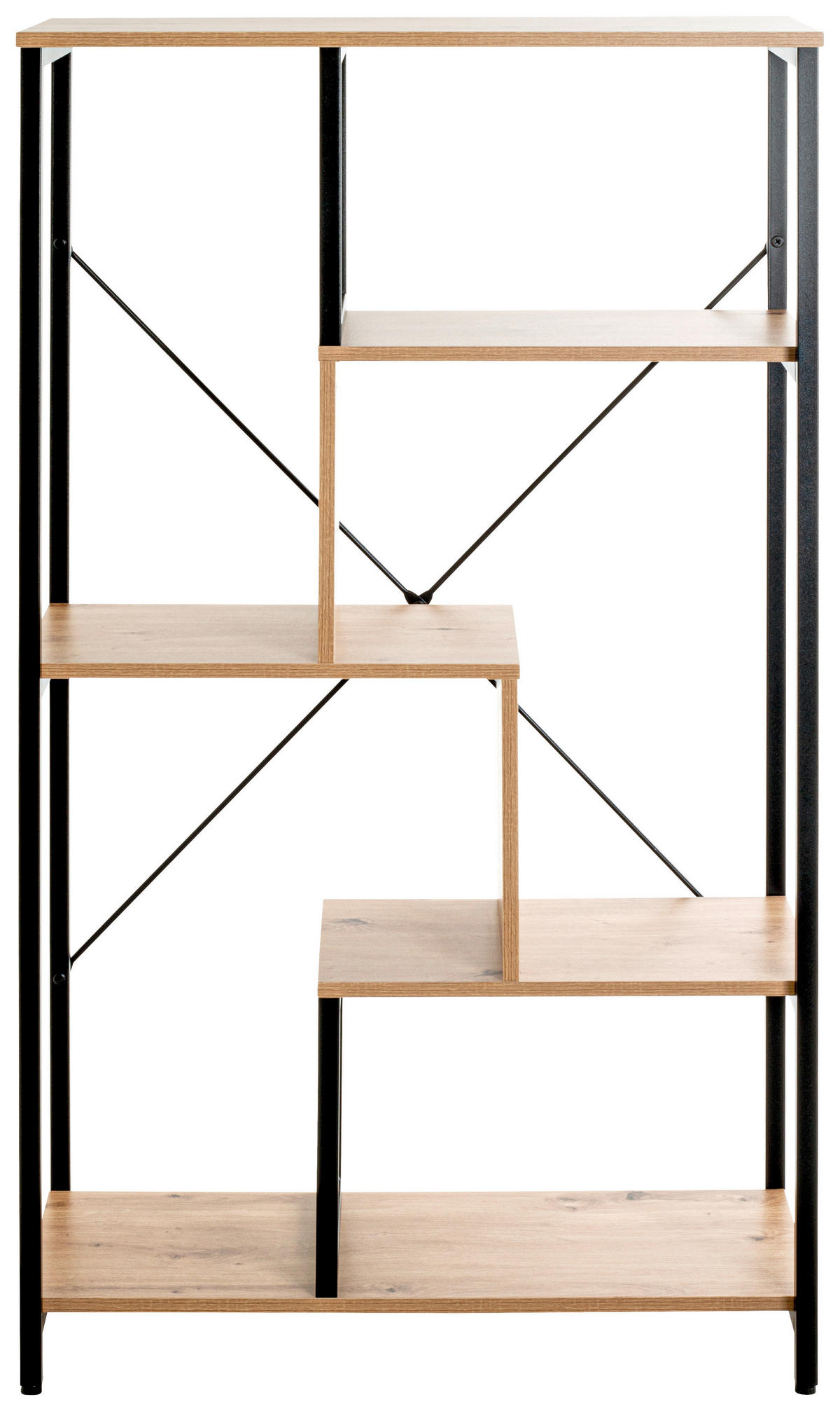 REGAL Schwarz, Eichefarben  - Eichefarben/Schwarz, Design, Holzwerkstoff/Metall (74/132/35cm)