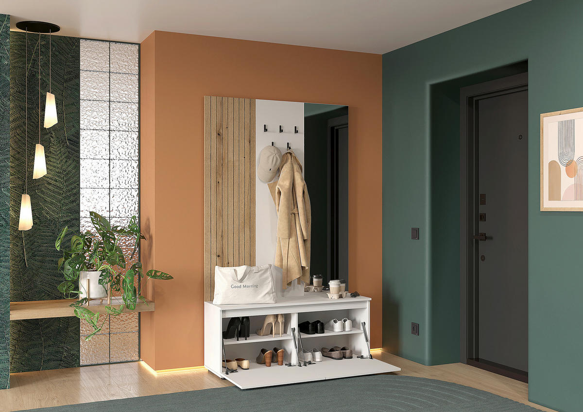 ŠATNA, 120/200/36,6 cm - bílá/barvy dubu, Konvenční, kompozitní dřevo (120/200/36,6cm) - Carryhome