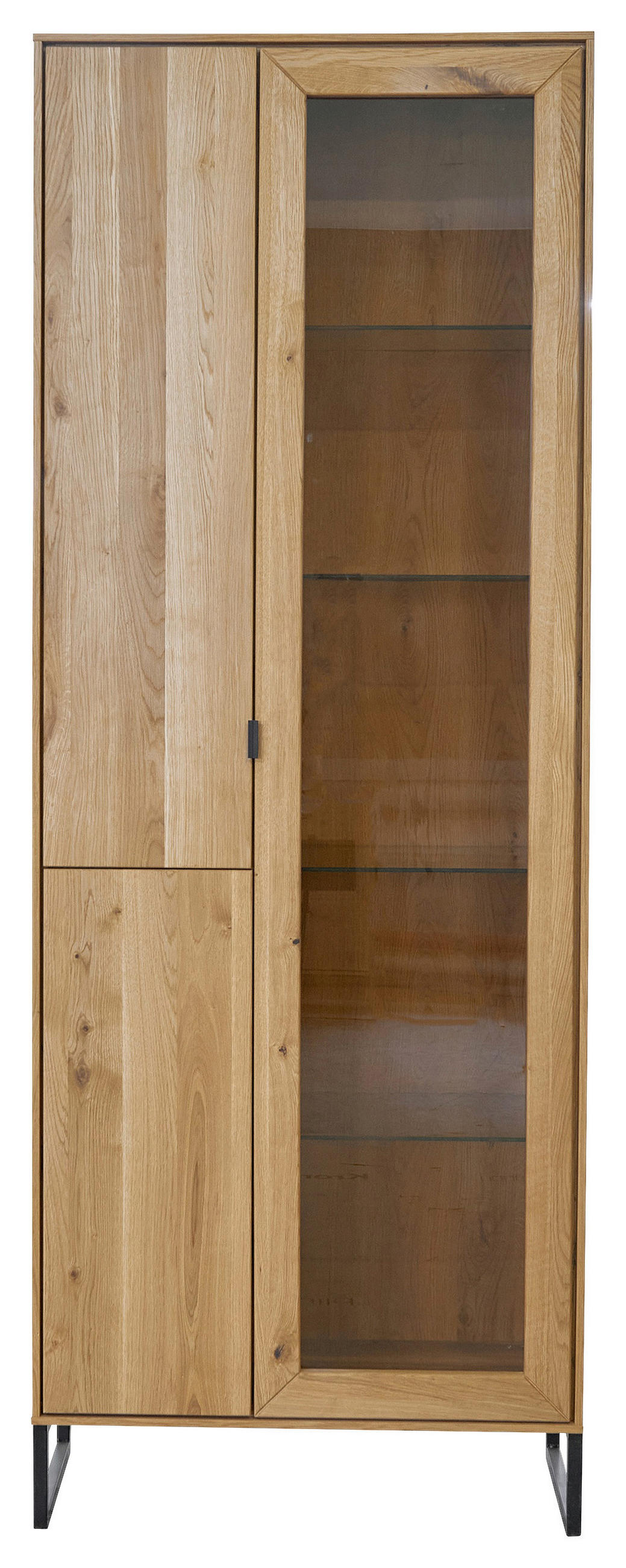 VITRINE Eichefarben  77/208,8/40 cm  - Eichefarben/Schwarz, Natur, Glas/Holz (77/208,8/40cm) - Carryhome